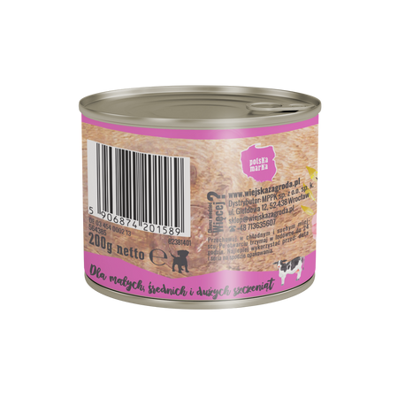 Wiejska Zagroda Mięsna Uczta 6x200g Karma Mokra Dla Szczeniąt, 94% Mięsa