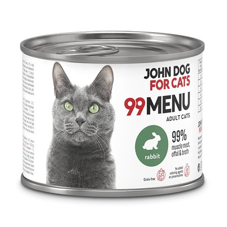John Dog for Cats 99 Menu Mokra Karma Dla Dorosłych Kotów Z Królikiem 6x200g