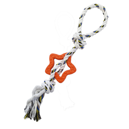 Zabawka Dla Psa Szarpak Sznur z Gryzakiem 32cm Gwiazda Pomarańczowa