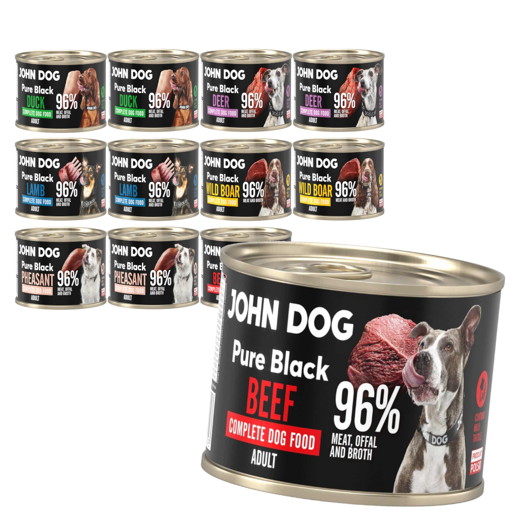 John Dog Pure Black Adult 12x200g Mokra Karma Dla Psa Mix 6 Smaków