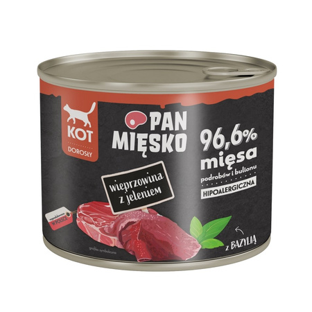 Pan Mięsko 200g Hipoalergiczna Mokra Karma Dla Dorosłych Kotów Wieprzowina Z Jeleniem