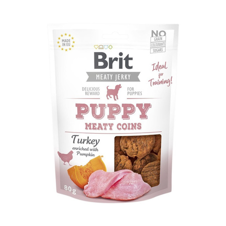 Brit Jerky Snack Turkey Meaty Coins for Puppies 80g Przysmak Dla Szczeniąt z Indykiem