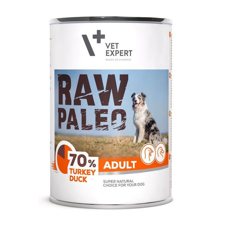 VetExpert RAW PALEO Adult Duck Turkey 6x 400g karma mokra z kaczką i indykiem dla psów