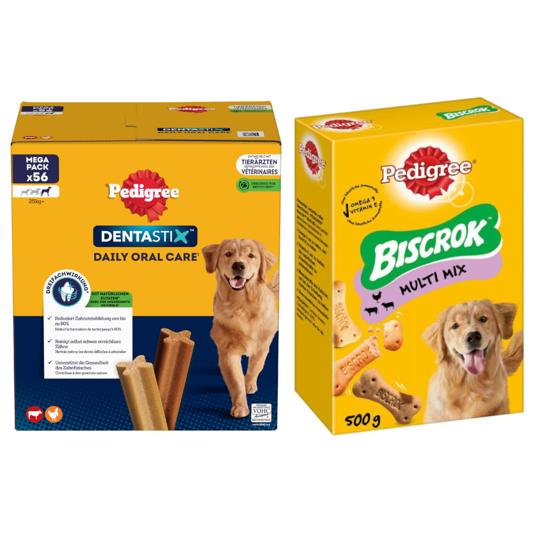 Pedigree Zestaw Przysmaków Dla Psa Dentastix Large 8x270g + 500g Ciasteczka Biscrok Multi Mix