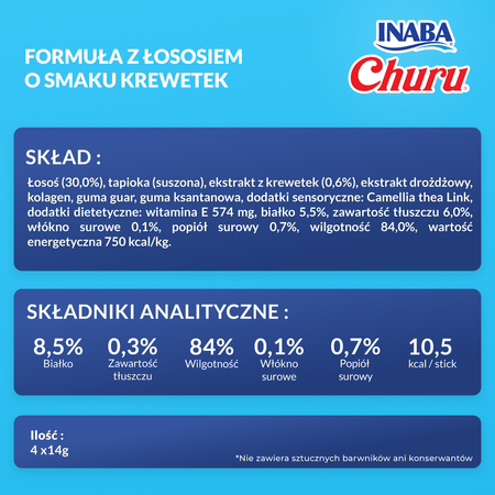 Inaba Dog Churu Przysmak Pasta Dla Psa 4x14g Łosoś z Krewetką
