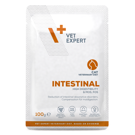 Vet Expert Intestinal Mokra Karma Weterynaryjna Dla Kota Z Kurczakiem I Wołowiną 100g Trawienie