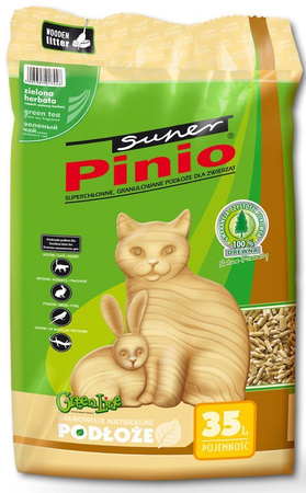 BENEK Super Pinio Pellet ZIELONA HERBATA 35L - Naturalny Żwirek Drewniany dla Kotów, Gryzoni, Ptaków