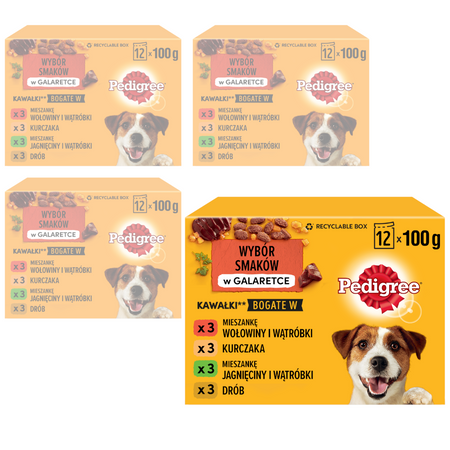 Pedigree Saszetka 48x100g Mokra Karma W Galaretce Dla Psa Wołowina, Kurczak, Jagnięcina, Drób