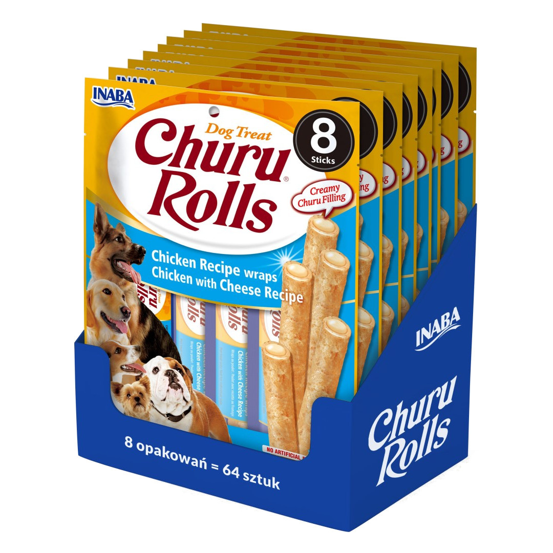 Inaba Dog Churu Rolls Wraps 8x96g Przysmak dla Psa Kurczak z Serem