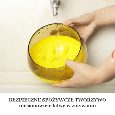Spowalniająca Jedzenie Miska Dla Psa Na Karmę Niewywrotna Żółta