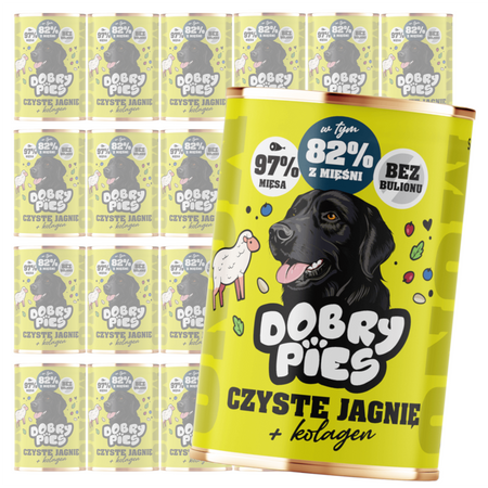 Dobry Pies Mono Jagnięcina 24x400g Monoproteinowa Mokra Karma Dla Dorosłych Psów Z Alergią I Nietolerancją Pokarmową Jagnięcina Z Kolagenem