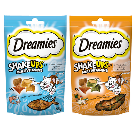Dreamies Shake Ups Multivitamins 2x55g Przysmak Dla Kota Mix Smaków Kurczak Owoce Morza 