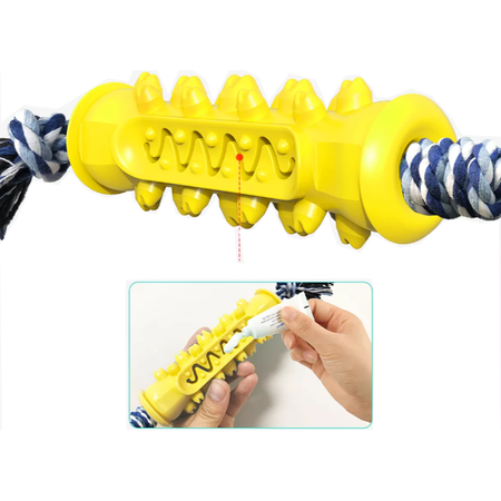 Zabawka Gryzak Dentystyczny Dla Psa Z Funkcją Dozownika Pasty Oraz Karmy Kolor Żółty