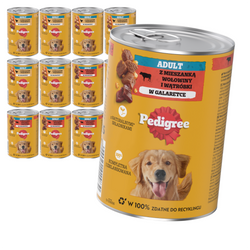 Pedigree Adult Mokra Karma Dla Psów 12x400g Mix Smaków Kurczak z Marchewką Wołowina w Galaretce