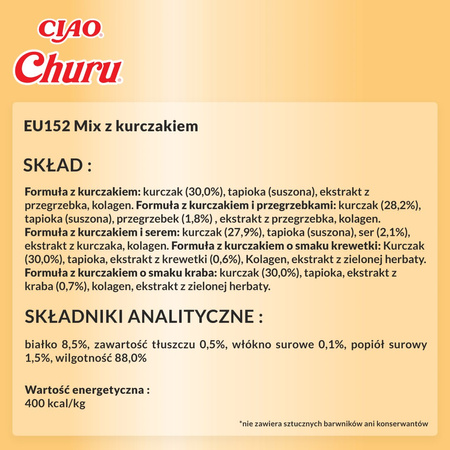 Inaba Cat Churu 50x14g (700g) Kremowy Przysmak Dla Kota Pasta Mix Z Kurczakiem Słoik