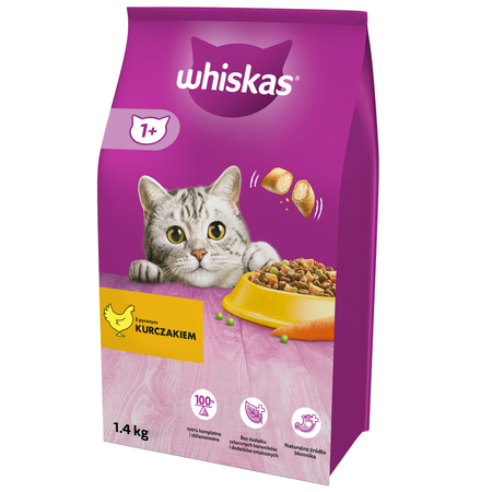 Whiskas Adult 3x1,4kg Sucha Karma Pełnoporcjowa Dla Dorosłych Kotów Z Kurczakiem