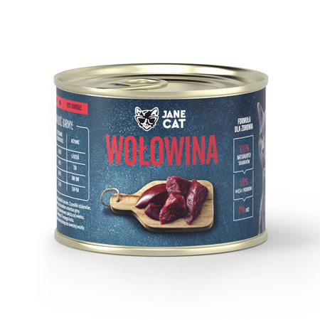 Jane Cat Adult Mix Smaków 12x200g Mokra Karma Dla Kotów Bez Zbóż Wołowina Cielęcina Kurczak Indyk Łosoś