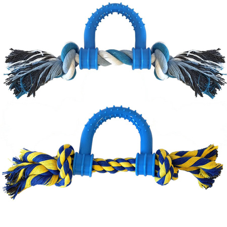 Zabawka Dla Psa Szarpak Sznur z Gryzakiem 25cm Niebiesko-Biały