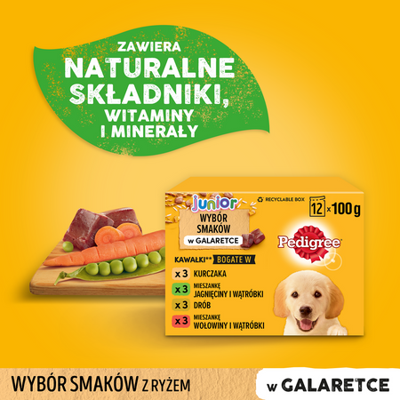 Pedigree Junior Saszetka 12x100g Mokra Karma W Galaretce Dla Psa Mix Czterech Smaków