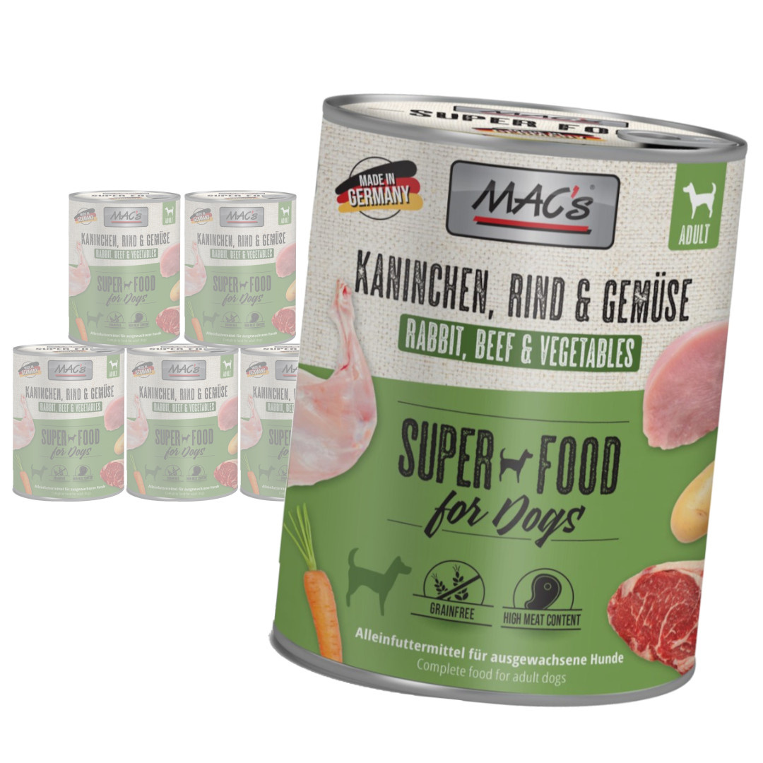 MAC's Dog Bezzbożowa Mokra Karma Dla Psa Z Królikiem Wołowiną I Warzywami