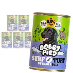 Dobry Pies Surf & Turf 6x400g Mokra Karma Dla Dorosłych Psów Z Pstrągiem I Dzikiem
