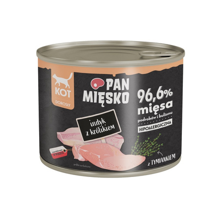 Pan Mięsko Mokra Karma Dla Kota Indyk Z Królikiem 24x200g
