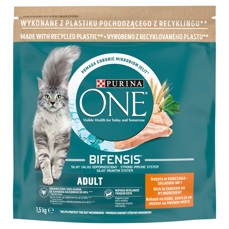 Purina One Bifensis Adult 8x1,5kg Sucha Karma Dla Kota z Kurczakiem