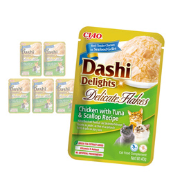Inaba Cat Dashi Delights Delicate Flakes 6x40g Karma Uzupełniająca Dla Kota Z Kurczakiem Tuńczykiem I Przegrzebkami