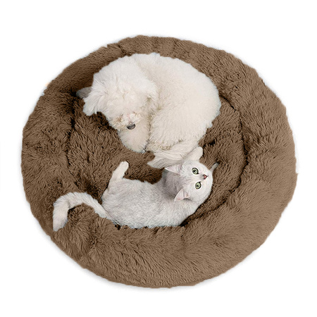 Legowisko Dla Psa I Kota Pluszowe XL 80cm Ciepłe Brązowe