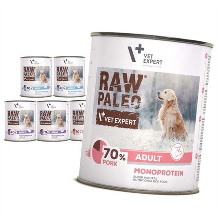 Raw Paleo Adult Monoprotein Mix Smaków 6x800g Bezzbożowa Mokra Karma Dla Psa Dorsz Kaczka Wieprzowina