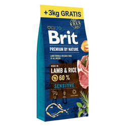 Brit Premium by Nature Sensitive 15kg + 3kg GRATIS Sucha Karma z Jagnięcina i Ryżem Dla Psa