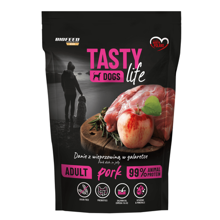 Biofeed Tasty Dogs Life z Wieprzowiną w Galaretce 10x500g Bezzbożowa Mokra Karma Dla Psa