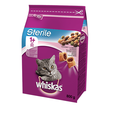 SUCHA KARMA dla kotów sterylizowanych WHISKAS 1+ Sterile z Łososiem 800g