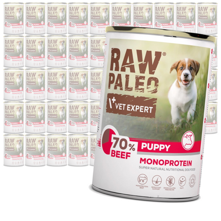 Vet Expert Raw Paleo Puppy Monoprotein Beef 48x400g Mokra Karma Dla Szczeniąt z Wołowiną