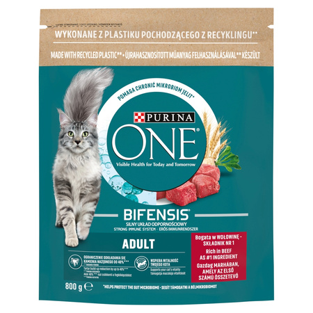 Purina One Bifensis Adult 3x800g Sucha Karma Dla Kota z Wołowiną Łososiem i Kurczakiem