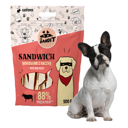 Mr Bandit SANDWICH Wołowina z kaczką 500g - naturalny przysmak dla psów
