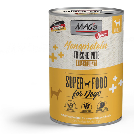 MAC's Dog Mokra Karma Monoproteinowa Z Indykiem 24x400g Dla Psów Skłonnych Do Alergii