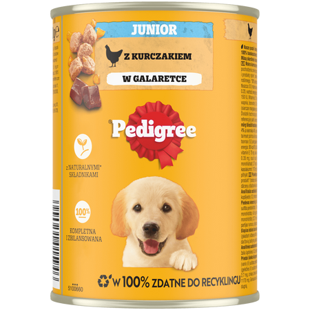 PEDIGREE Junior Puszka 12x 400g - Mokra Karma dla Psów z Kurczakiem w Galaretce