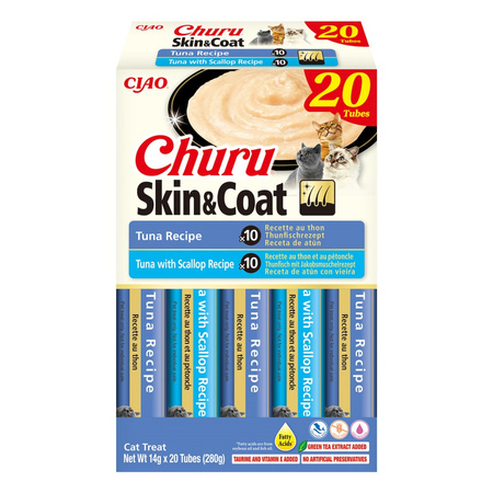Inaba Cat Churu Skin & Coat Tuna 40x14g Kremowy Przysmak Dla Kota Pasta Mix Z Tuńczykiem