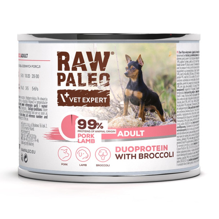 Raw Paleo Pork&Lamb Adult Duoprotein 6x200g Mokra Karma Dla Psa z Wieprzowiną i Jagnięciną