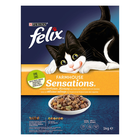 Purina Felix Farmhouse Sensations Sucha Karma Dla Kota Z Kurczakiem Indykiem I Warzywami 1kg