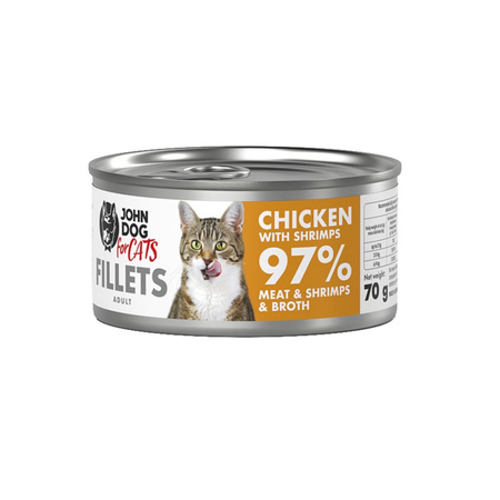 John Dog for Cats Mokra Karma Dla Dorosłych Kotów Mix 6 Smaków 12x70g Łosoś Wołowina Kurczak Tuńczyk Krewetki