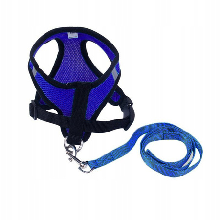 Lekkie Oddychające Szelki + Smycz Dla Psa Psów L klatka 37-49cm NIEBIESKIE