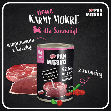 Pan Mięsko Wieprzowina z Kaczką 400g Mokra Karma Dla Szczeniąt