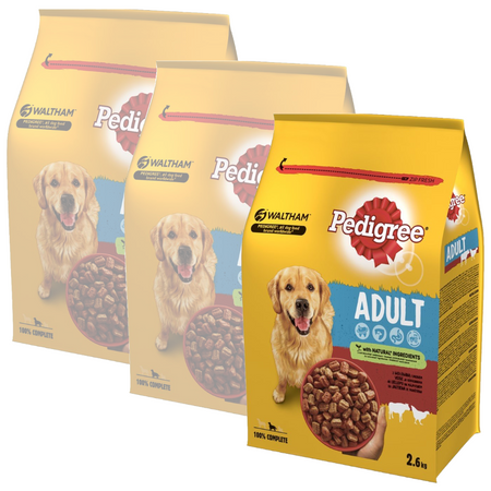 Pedigree Vital Protection 3x2,6kg Sucha Karma dla Dorosłych Psów z Wołowiną i Drobiem