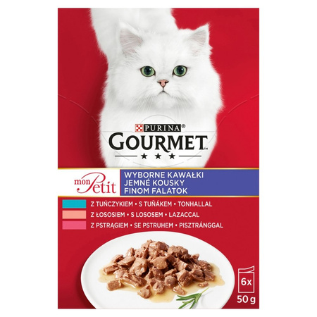 Purina Gourmet Mon Petit Mix Mięsnych Drobiowych Rybnych Smaków 18x50g Mokra Karma Dla Kota Wyborne Kawałki