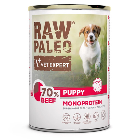 Vet Expert Raw Paleo Puppy Monoprotein Beef 12x400g Mokra Karma Dla Szczeniąt z Wołowiną
