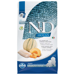 Farmina N&D Dog Ocean Cod Puppy Medium Maxi 2,5kg Sucha Karma Dla Szczeniąt Średnich I Dużych Ras Z Dorszem Dynią i Melonem