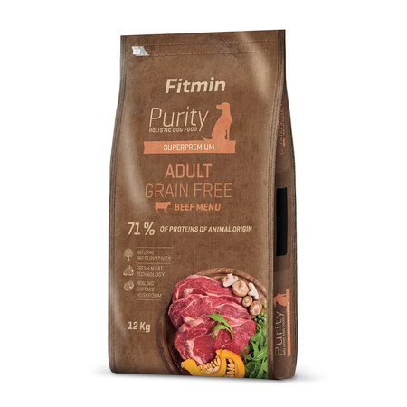 Fitmin Purity Grain Free Adult Beef Wołowina 12kg Bezzbożowa Sucha Karma Dla Dorosłych Psów Średnich i Dużych Ras