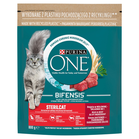 Purina One Bifensis Sterilcat 8x800g Sucha Karma Dla Kota z Wołowiną